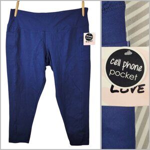 NEW Sweater Project Pants Crop Leggings Plus 3X Pull On Stretch Waist Navy Blue